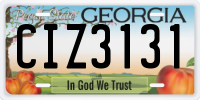 GA license plate CIZ3131
