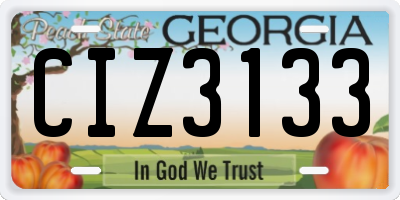 GA license plate CIZ3133