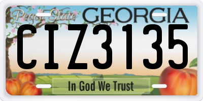 GA license plate CIZ3135