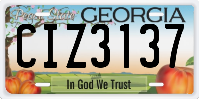 GA license plate CIZ3137