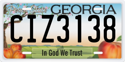 GA license plate CIZ3138