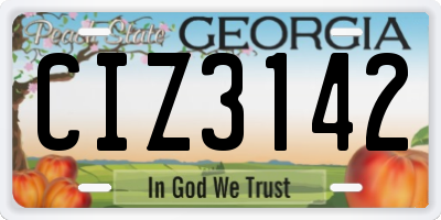 GA license plate CIZ3142