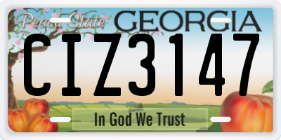 GA license plate CIZ3147