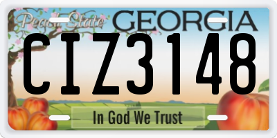 GA license plate CIZ3148