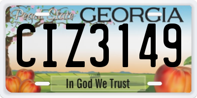 GA license plate CIZ3149