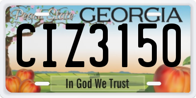 GA license plate CIZ3150