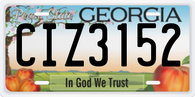 GA license plate CIZ3152