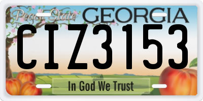 GA license plate CIZ3153