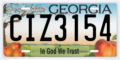 GA license plate CIZ3154
