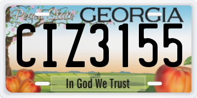 GA license plate CIZ3155