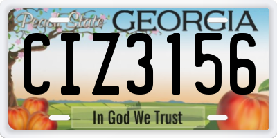 GA license plate CIZ3156