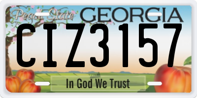 GA license plate CIZ3157