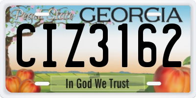 GA license plate CIZ3162