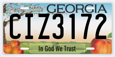 GA license plate CIZ3172