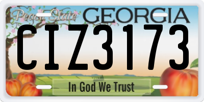 GA license plate CIZ3173