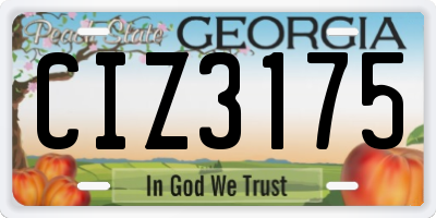 GA license plate CIZ3175