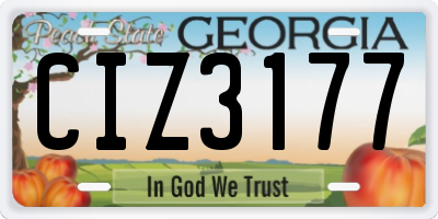 GA license plate CIZ3177