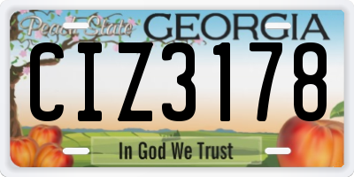 GA license plate CIZ3178