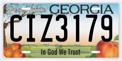 GA license plate CIZ3179