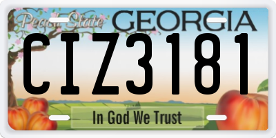 GA license plate CIZ3181