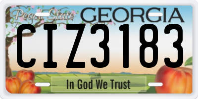 GA license plate CIZ3183