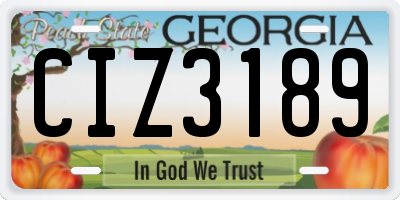 GA license plate CIZ3189