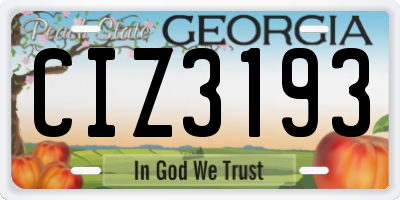 GA license plate CIZ3193