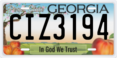 GA license plate CIZ3194
