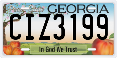 GA license plate CIZ3199