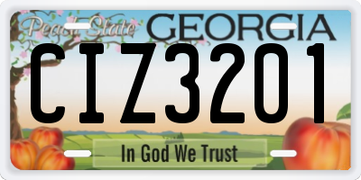 GA license plate CIZ3201
