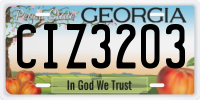GA license plate CIZ3203