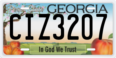 GA license plate CIZ3207