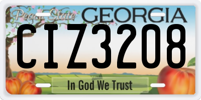 GA license plate CIZ3208