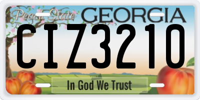 GA license plate CIZ3210