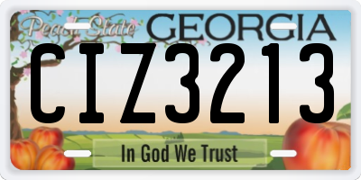 GA license plate CIZ3213