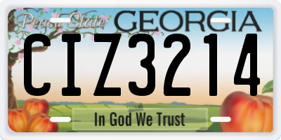 GA license plate CIZ3214