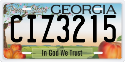 GA license plate CIZ3215