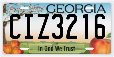 GA license plate CIZ3216