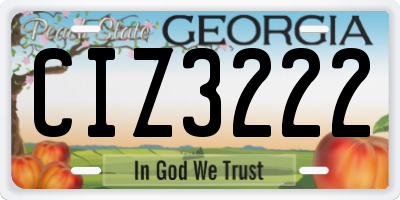 GA license plate CIZ3222