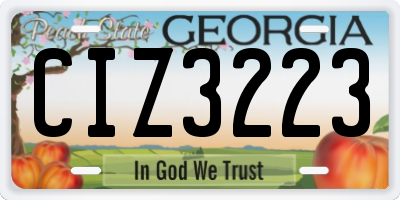 GA license plate CIZ3223