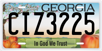 GA license plate CIZ3225