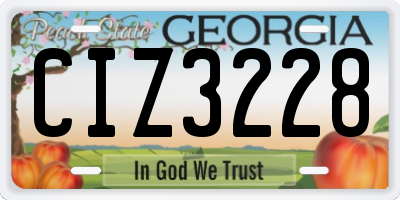 GA license plate CIZ3228