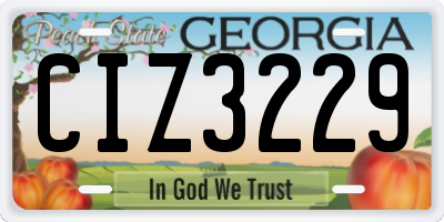 GA license plate CIZ3229