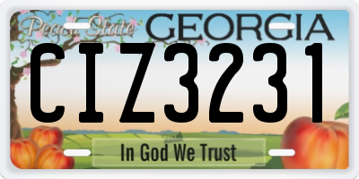 GA license plate CIZ3231