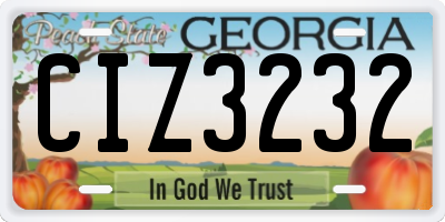 GA license plate CIZ3232