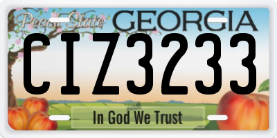 GA license plate CIZ3233