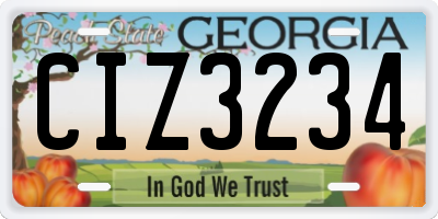 GA license plate CIZ3234