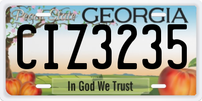 GA license plate CIZ3235