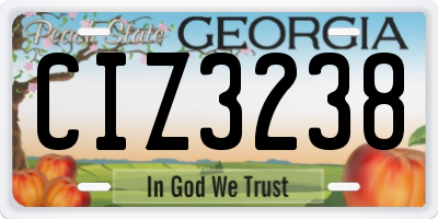 GA license plate CIZ3238