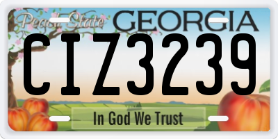 GA license plate CIZ3239